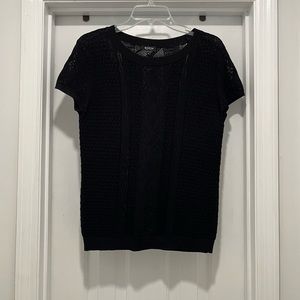 Black Short Sleeve Knit Top